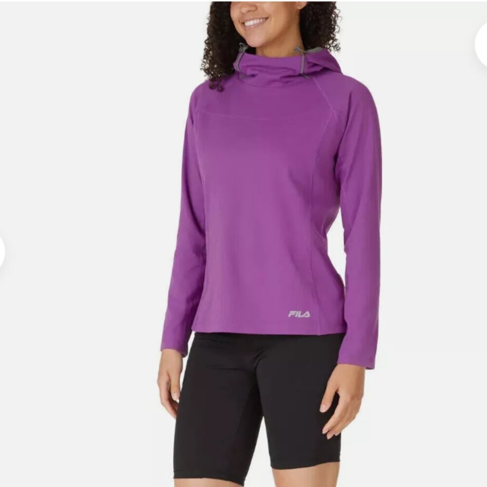 Fila Women's Funnel Neck Activewear Training Hoodie Pullover, Purple